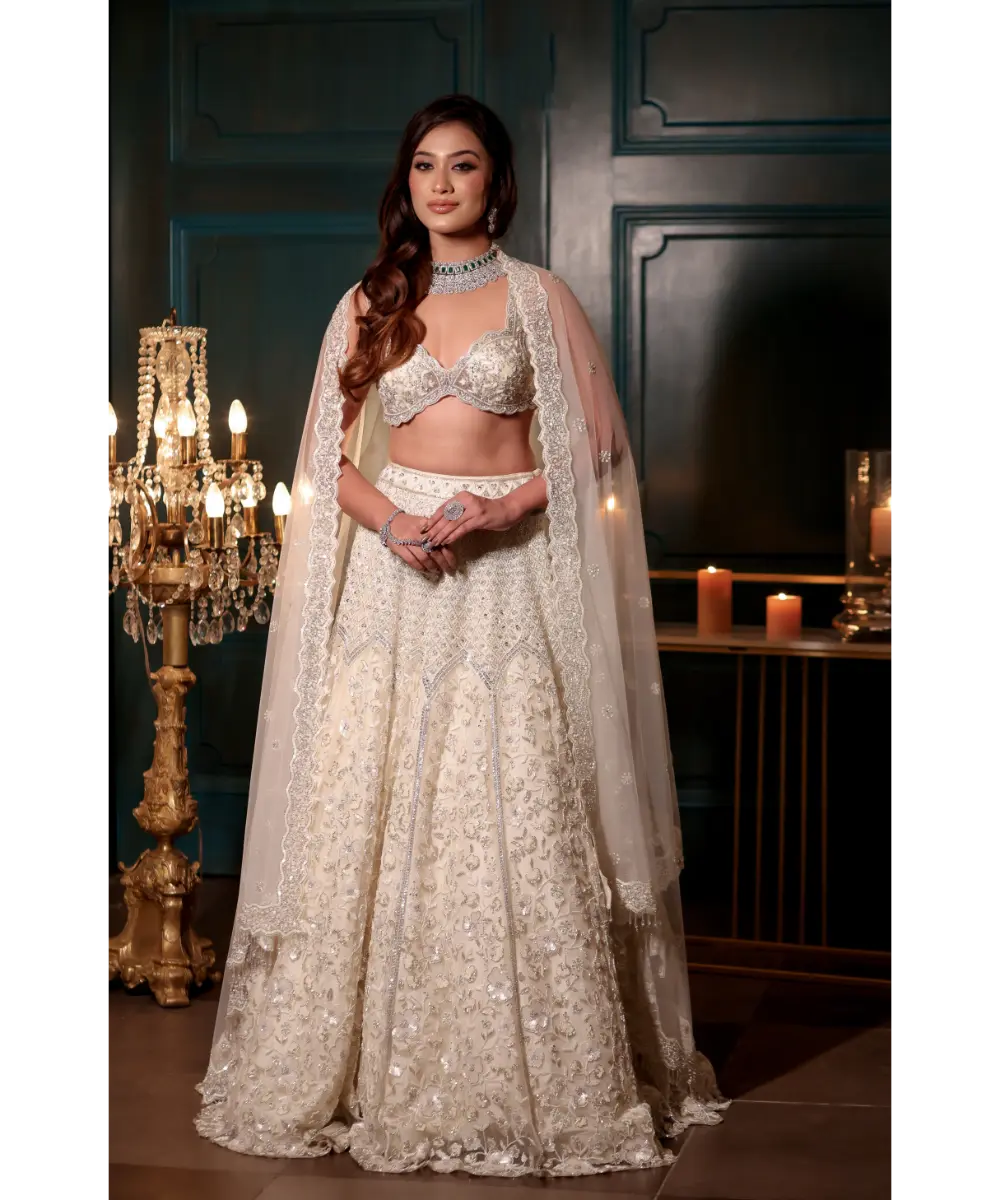 DOLLY WAHAL - Ivory Lehenga